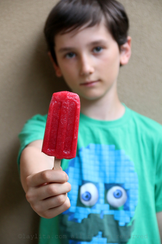 给小朋友的草莓冰棒