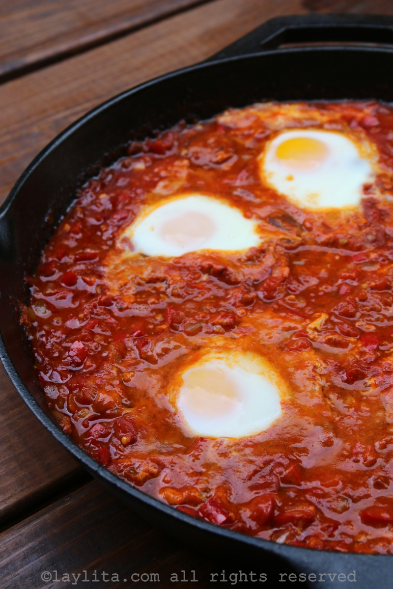 北非蛋或蛋渗入辣番茄酱